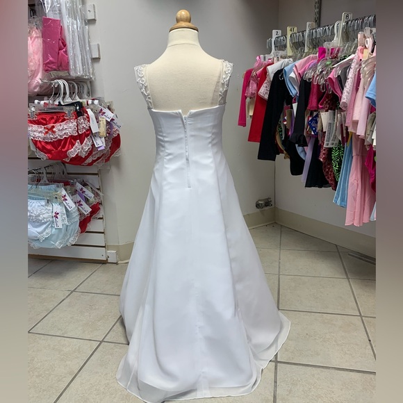 Childs Size 6 White Beaded Flower girl Jr Bridesmaid formal Dress - Picture 3 of 3